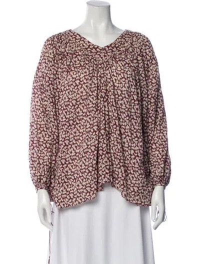 Pre-owned The Great Floral Print V-neck Blouse In Black
