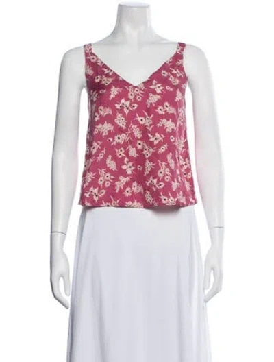 Pre-owned The Great Floral Print V-neck Top In White