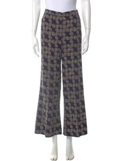 Pre-owned The Great Floral Print Wide Leg Pants In Blue