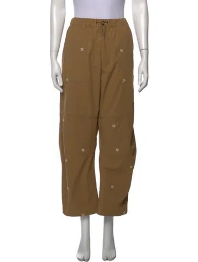 Pre-owned The Great Floral Print Wide Leg Pants In Brown