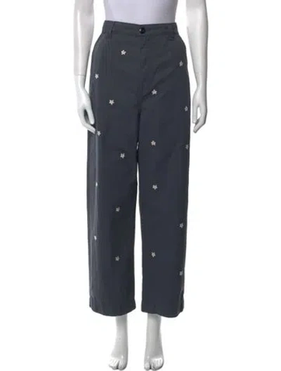 Pre-owned The Great Floral Print Wide Leg Pants In Gray