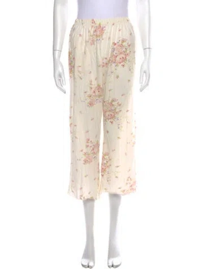 Pre-owned The Great Floral Print Wide Leg Pants In Neutrals
