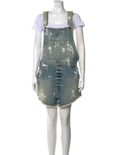 Pre-owned The Great Graphic Print Crew Neck Overalls In Blue