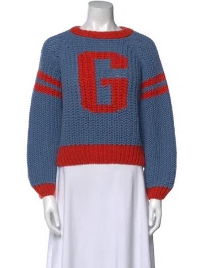 Pre-owned The Great Graphic Print Crew Neck Sweater In Blue