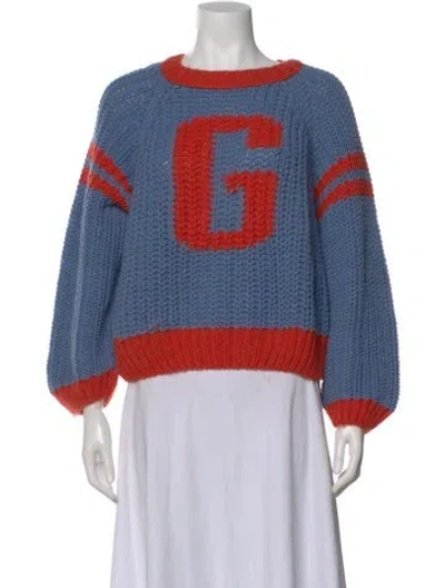 Pre-owned The Great Graphic Print Crew Neck Sweater In Blue