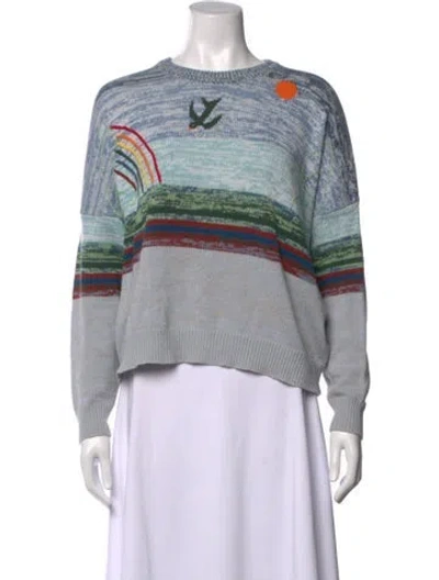 Pre-owned The Great Graphic Print Crew Neck Sweater In Blue