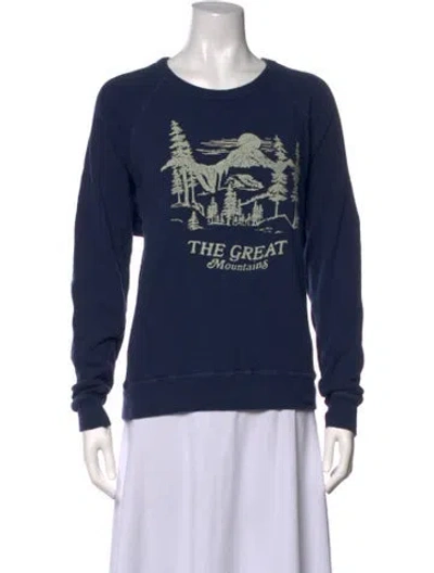 Pre-owned The Great Graphic Print Crew Neck Sweater In Blue