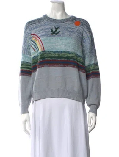 Pre-owned The Great Graphic Print Crew Neck Sweater In Blue