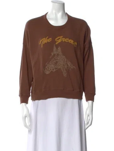 Pre-owned The Great Graphic Print Crew Neck Sweater In Brown
