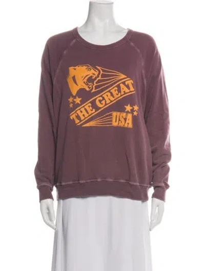 Pre-owned The Great Graphic Print Crew Neck Sweater In Burgundy
