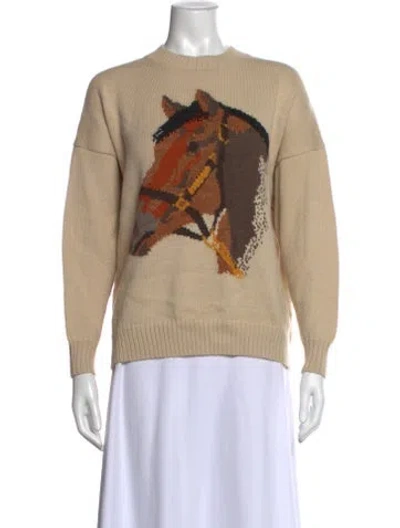 Pre-owned The Great Graphic Print Crew Neck Sweater In Neutral