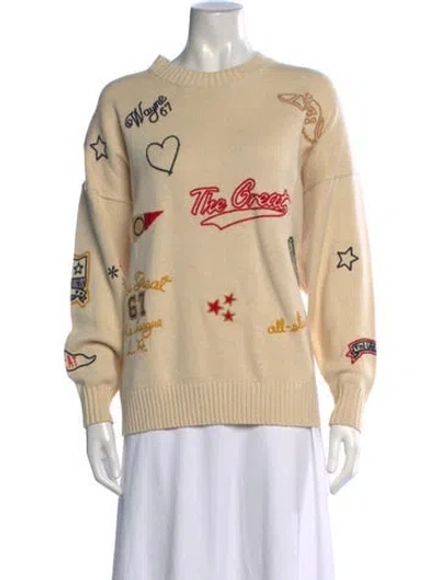 Pre-owned The Great Graphic Print Crew Neck Sweater In Neutrals