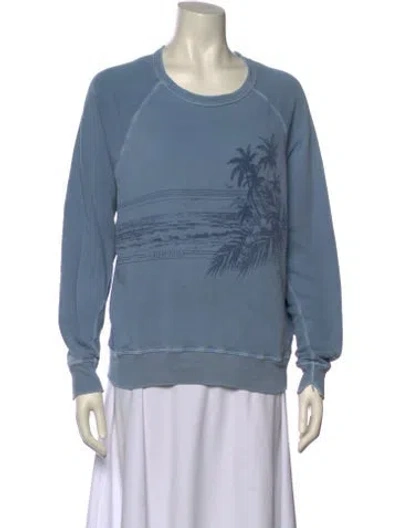 Pre-owned The Great Graphic Print Crew Neck Sweatshirt In Blue