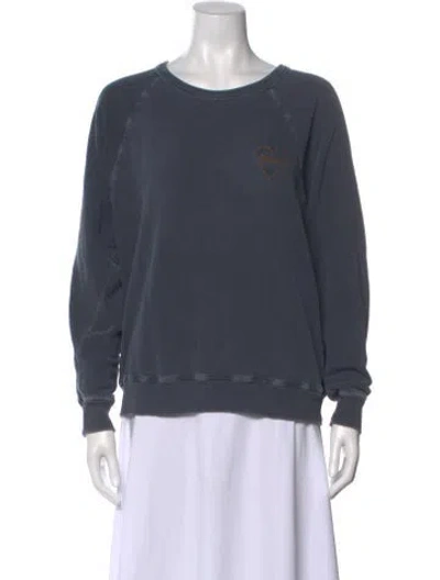 Pre-owned The Great Graphic Print Crew Neck Sweatshirt In Blue