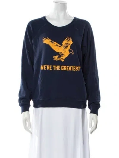 Pre-owned The Great Graphic Print Crew Neck Sweatshirt In Blue