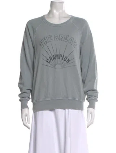 Pre-owned The Great Graphic Print Crew Neck Sweatshirt In Blue