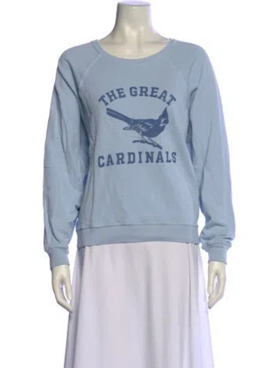 Pre-owned The Great Graphic Print Crew Neck Sweatshirt In Blue