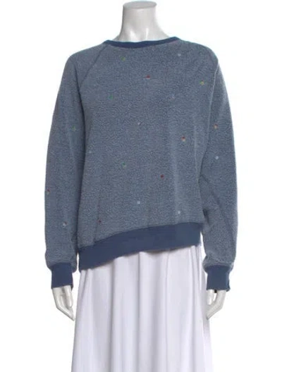 Pre-owned The Great Graphic Print Crew Neck Sweatshirt In Blue