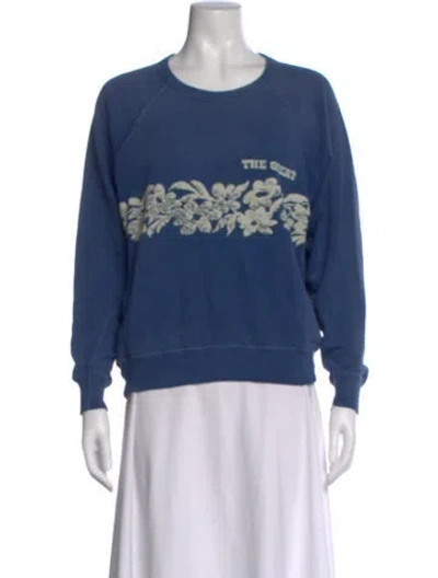 Pre-owned The Great Graphic Print Crew Neck Sweatshirt In Blue