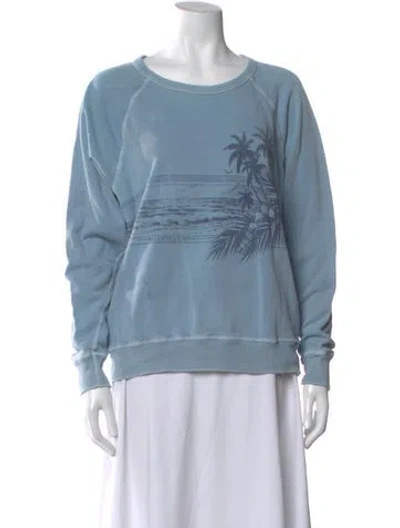 Pre-owned The Great Graphic Print Crew Neck Sweatshirt In Blue