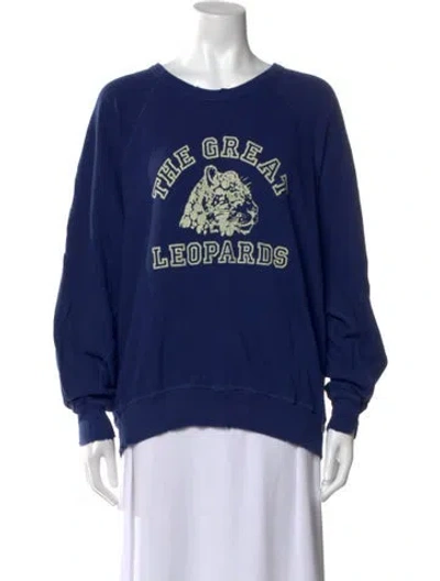 Pre-owned The Great Graphic Print Crew Neck Sweatshirt In Blue