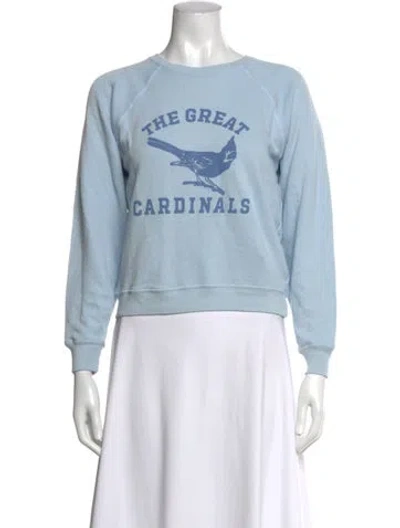 Pre-owned The Great Graphic Print Crew Neck Sweatshirt In Blue