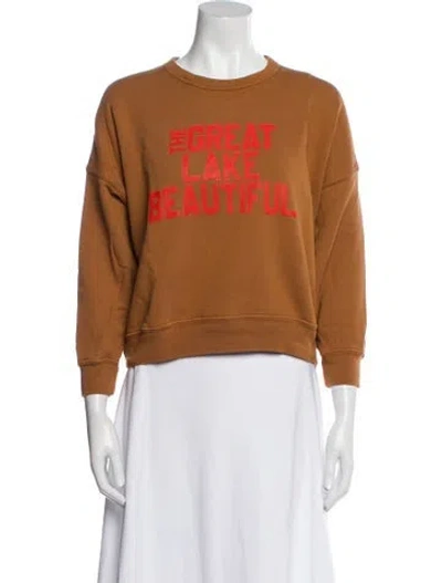 Pre-owned The Great Graphic Print Crew Neck Sweatshirt In Brown