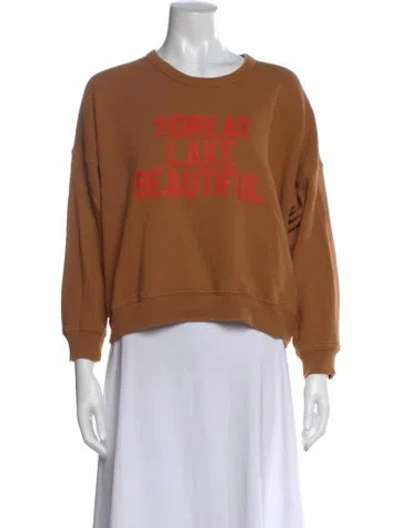 Pre-owned The Great Graphic Print Crew Neck Sweatshirt In Brown