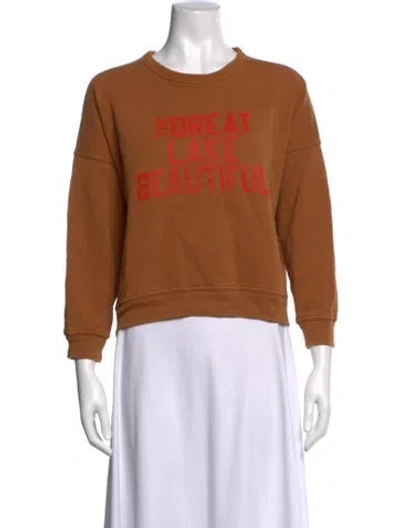 Pre-owned The Great Graphic Print Crew Neck Sweatshirt In Brown