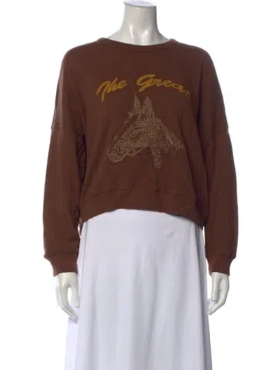 Pre-owned The Great Graphic Print Crew Neck Sweatshirt In Brown