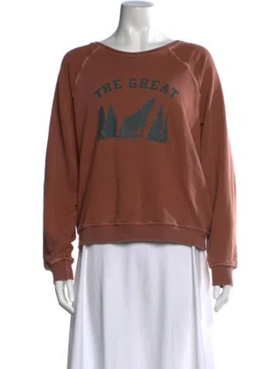 Pre-owned The Great Graphic Print Crew Neck Sweatshirt In Brown