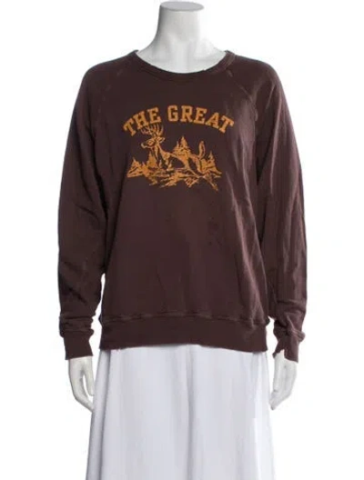 Pre-owned The Great Graphic Print Crew Neck Sweatshirt In Brown