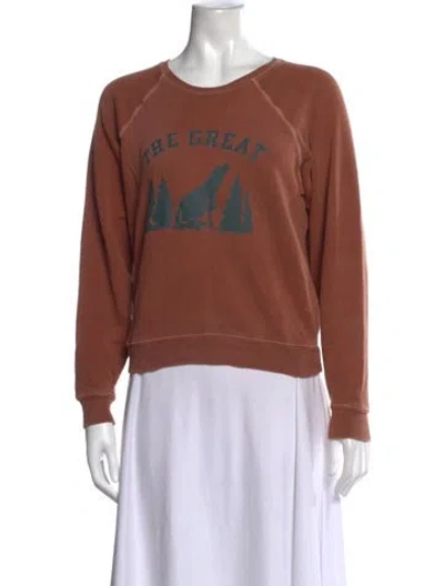 Pre-owned The Great Graphic Print Crew Neck Sweatshirt In Brown