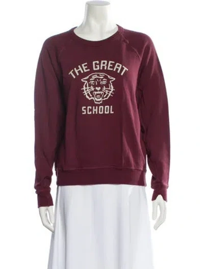 Pre-owned The Great Graphic Print Crew Neck Sweatshirt In Burgundy