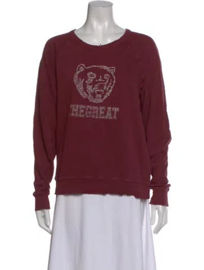 Pre-owned The Great Graphic Print Crew Neck Sweatshirt In Burgundy