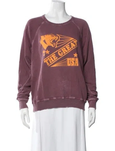 Pre-owned The Great Graphic Print Crew Neck Sweatshirt In Burgundy