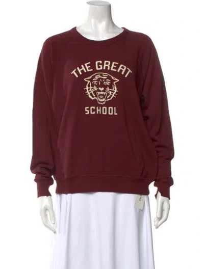 Pre-owned The Great Graphic Print Crew Neck Sweatshirt In Burgundy