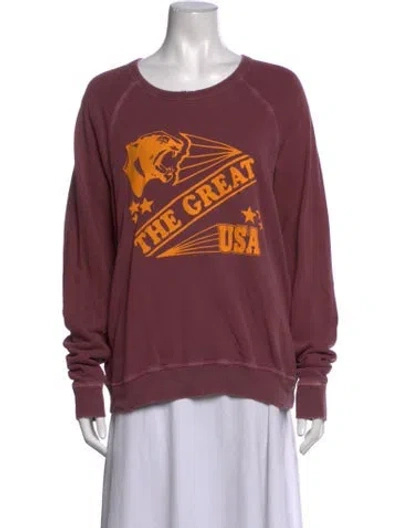 Pre-owned The Great Graphic Print Crew Neck Sweatshirt In Burgundy