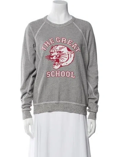 Pre-owned The Great Graphic Print Crew Neck Sweatshirt In Gray