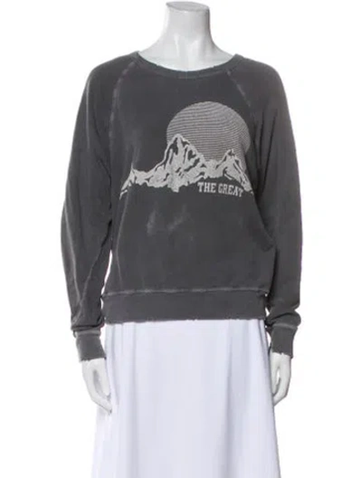 Pre-owned The Great Graphic Print Crew Neck Sweatshirt In Gray