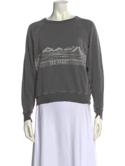 Pre-owned The Great Graphic Print Crew Neck Sweatshirt In Gray
