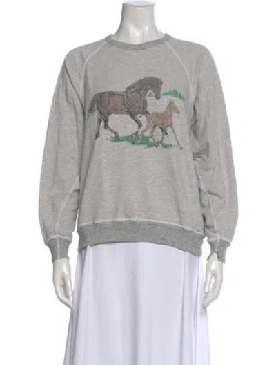 Pre-owned The Great Graphic Print Crew Neck Sweatshirt In Gray
