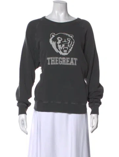 Pre-owned The Great Graphic Print Crew Neck Sweatshirt In Gray