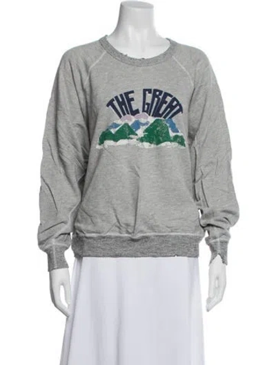 Pre-owned The Great Graphic Print Crew Neck Sweatshirt In Gray