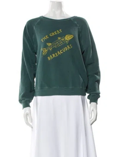 Pre-owned The Great Graphic Print Crew Neck Sweatshirt In Green
