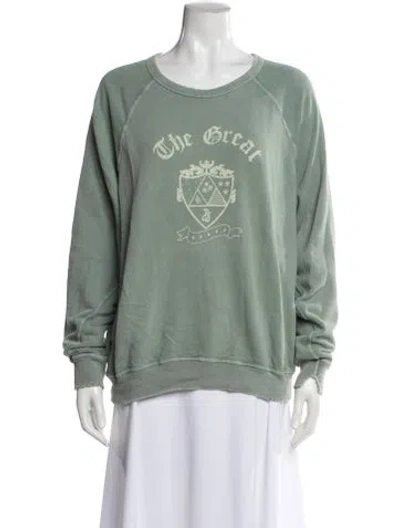 Pre-owned The Great Graphic Print Crew Neck Sweatshirt In Green