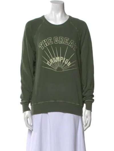 Pre-owned The Great Graphic Print Crew Neck Sweatshirt In Green