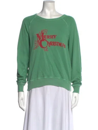 Pre-owned The Great Graphic Print Crew Neck Sweatshirt In Green