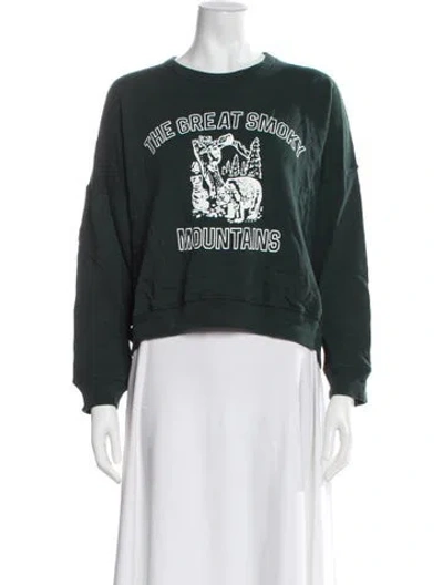 Pre-owned The Great Graphic Print Crew Neck Sweatshirt In Green