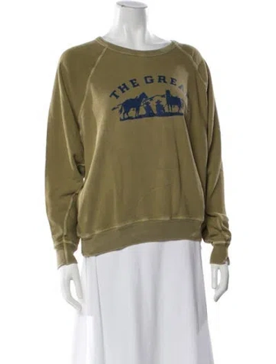 Pre-owned The Great Graphic Print Crew Neck Sweatshirt In Green